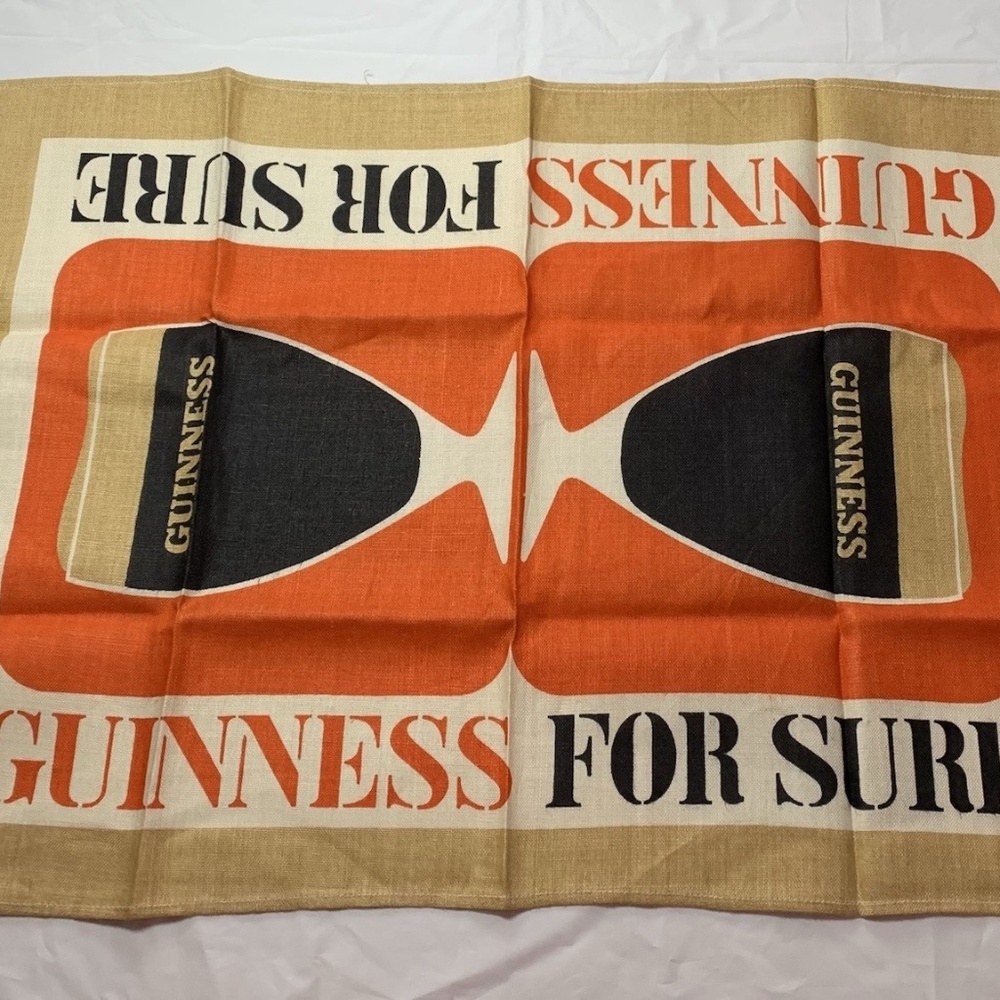Vintage Guinness For Sure Beer Kitchen Orange and Black Bar Tea Towel Accessory